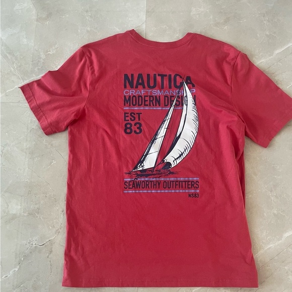 Nautica Tshirt Size Large Red Color Crew Neck  
Men’s Graphic T-Shirt Cotton - Picture 1 of 5